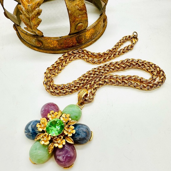 Rare Vintage Signed CRAFT Flower Necklace - Picture 9 of 17